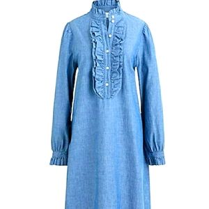 J Crew ruffle front chambray demin dress